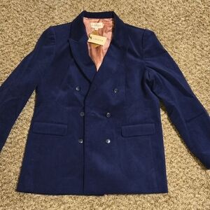 Aspiga Navy Blue Double-Breasted Blazer And Pants.